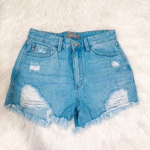 Just Black Hi-Rise Distressed Denim Short